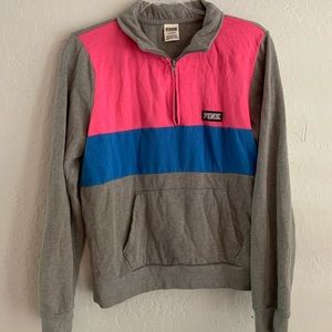 PINK Color Block Half Zip